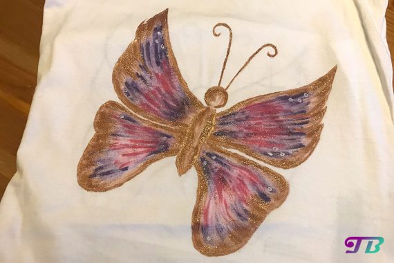 Schmetterling Shirt DIY Perlfarben Glitter