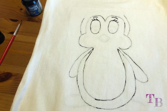 DIY Shirt Pinguin Motiv Umriss Textilfarben