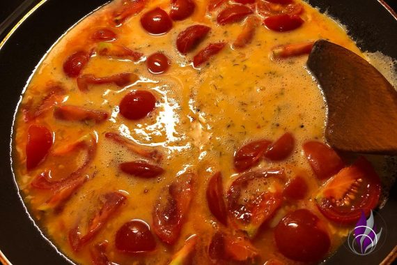 Tomaten-Eier stocken Pfanne