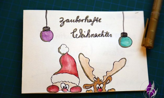 DIY Weihnachtskarte mit Aquarellfarbe und Handlettering gestalten