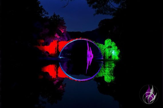 Illumination Rakotzbrücke Azaleen- und Rhododendronpark Kromlau 2022 2 fun4family