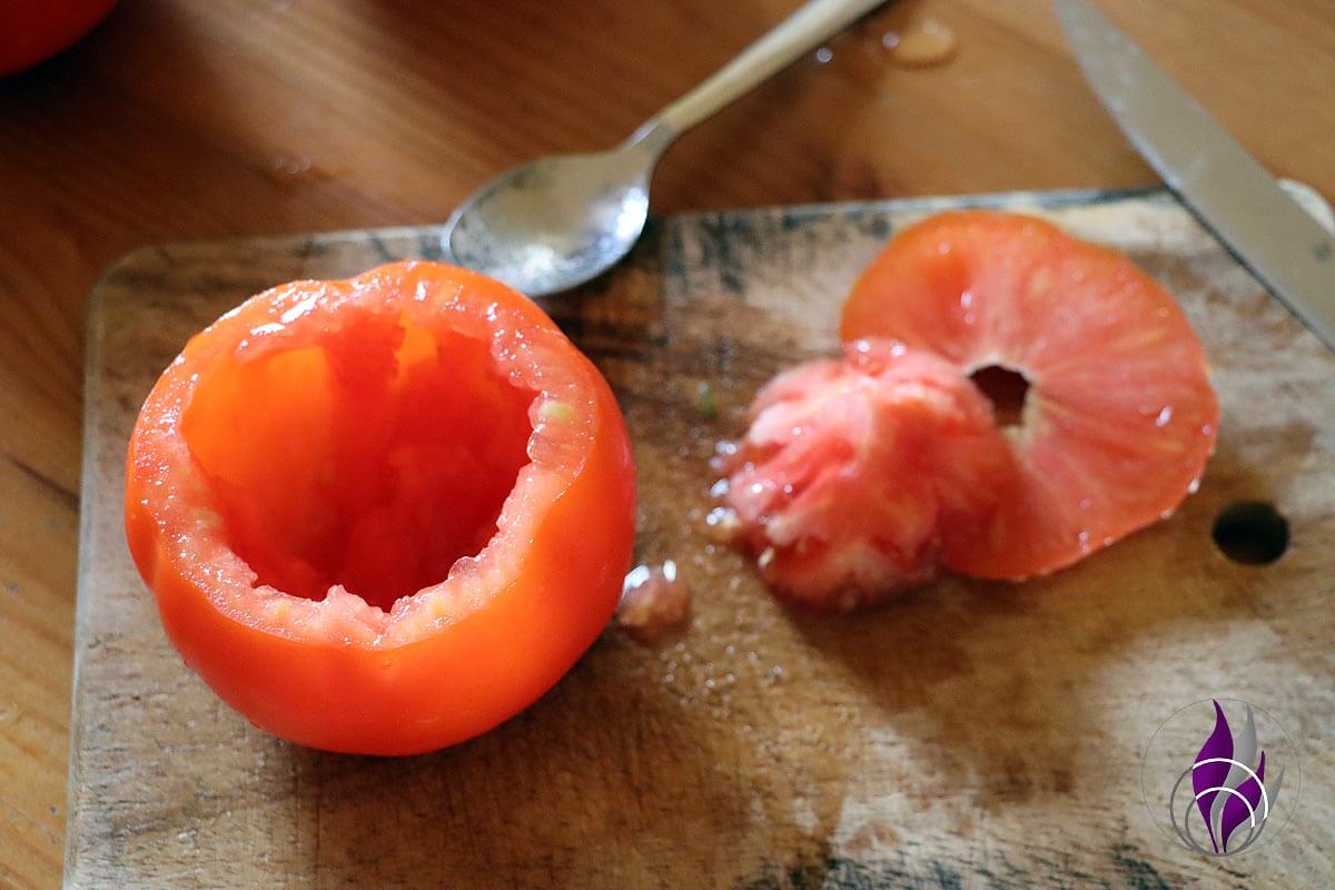Gefüllte Tomaten mit Creme Fraiche Tomaten aushöhlen fun4family