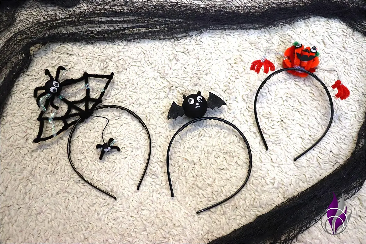 Halloween Haarreifen DIY fertig Fledermaus Spinne Kürbis fun4family