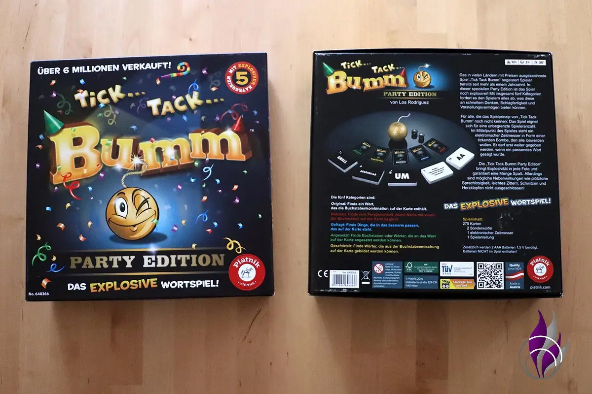 Tick Tack Bumm Party Edition Inhalt Design Verpackung fun4family