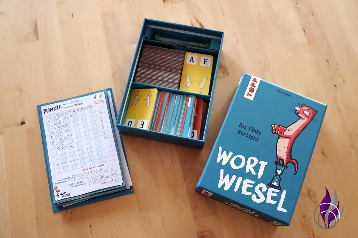 Wortwiesel Kartenspiel frechverlag Spielmaterial Verpackung fun4family
