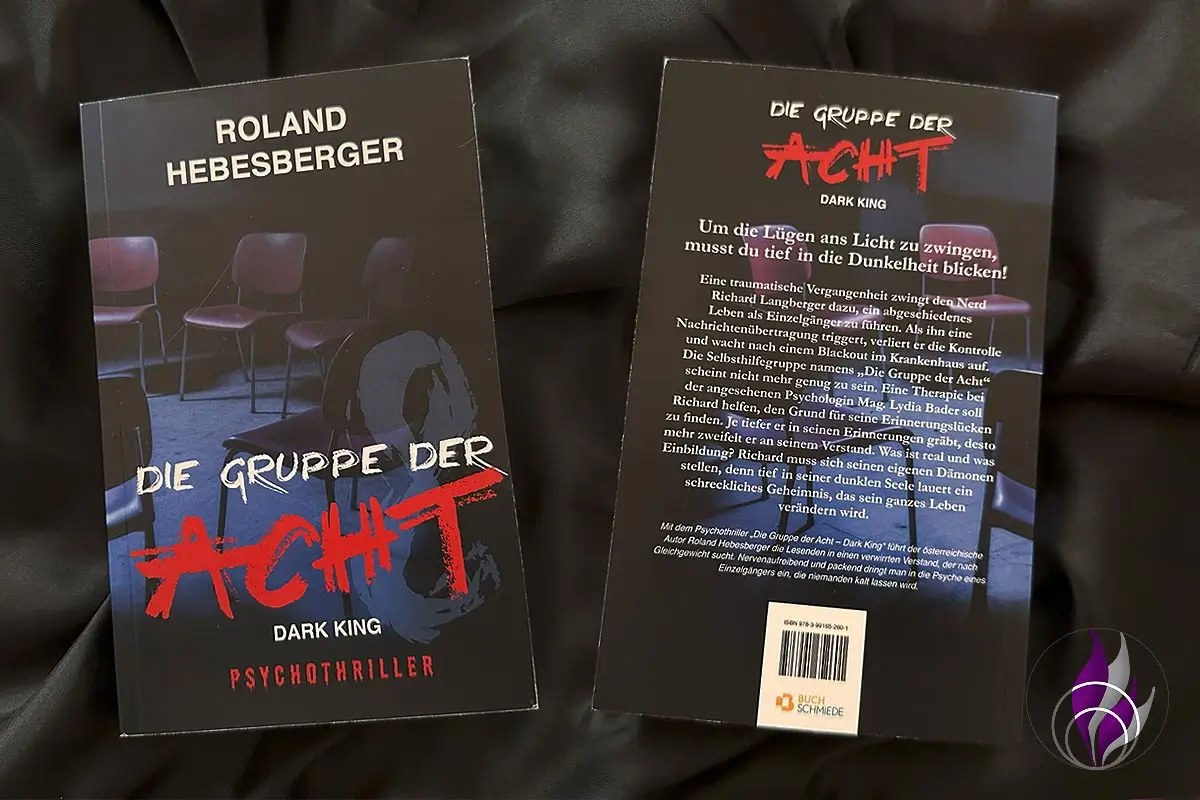 "Die Gruppe der Acht - Dark King" Roland Hebesberger Psychothriller Buch Cover Buchrezension fun4family