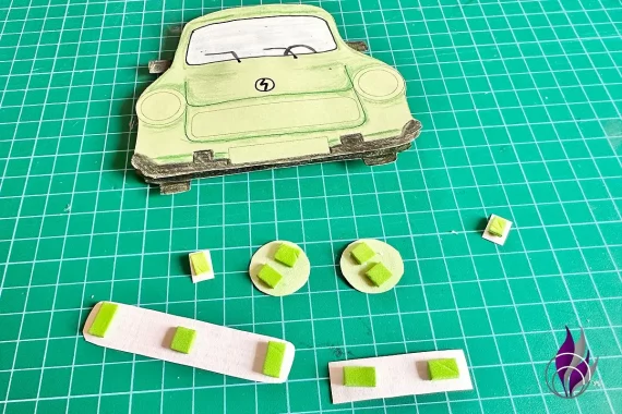 Trabant-Karte Moosgummi Miniquadrate Einzelteile aufkleben fun4family